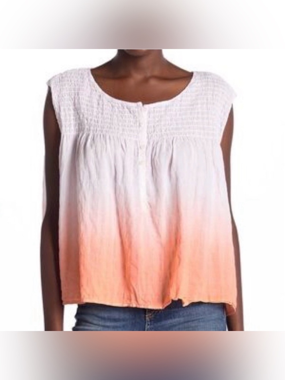 We the Free by Free People "Little Bit of Something" Ombre Blouse coral small